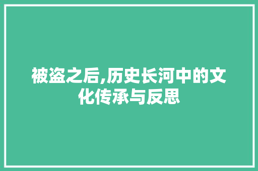被盗之后,历史长河中的文化传承与反思