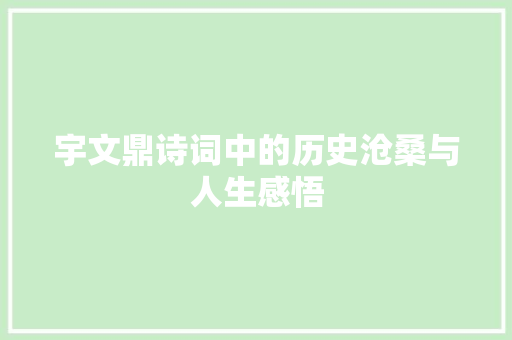 宇文鼎诗词中的历史沧桑与人生感悟