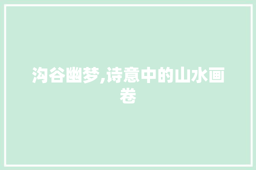 沟谷幽梦,诗意中的山水画卷