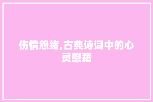 伤情怨绪,古典诗词中的心灵慰藉