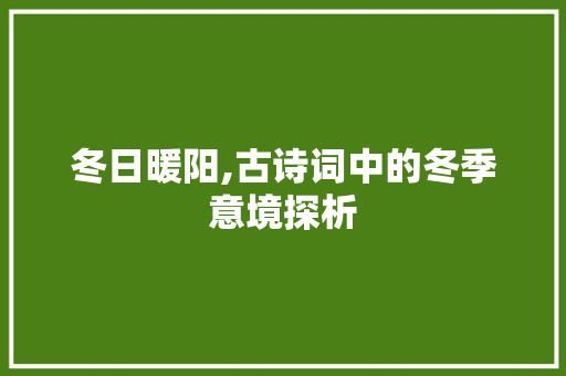 冬日暖阳,古诗词中的冬季意境探析