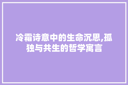 冷霜诗意中的生命沉思,孤独与共生的哲学寓言