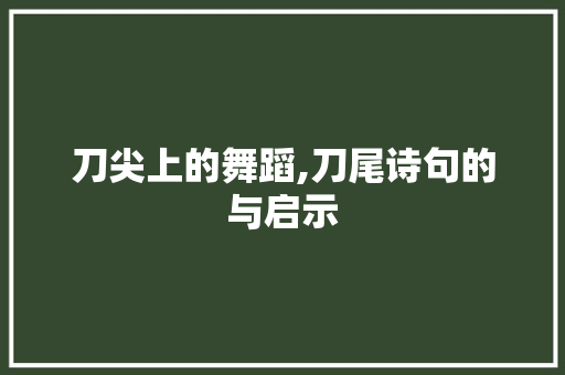 刀尖上的舞蹈,刀尾诗句的与启示