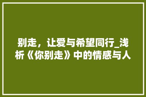 别走，让爱与希望同行_浅析《你别走》中的情感与人生哲理