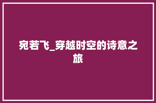 宛若飞_穿越时空的诗意之旅