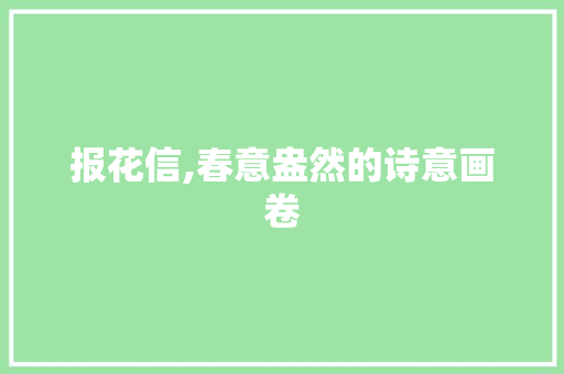 报花信,春意盎然的诗意画卷 工作计划