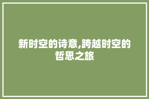 新时空的诗意,跨越时空的哲思之旅