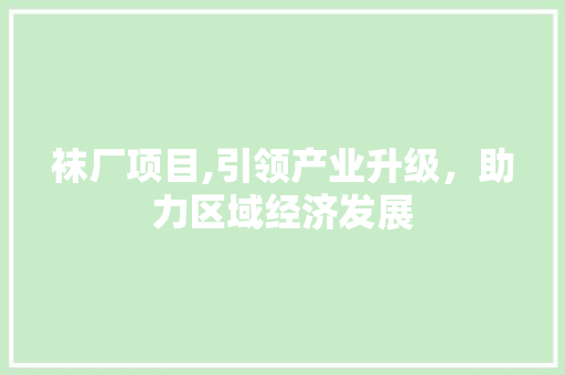袜厂项目,引领产业升级，助力区域经济发展 名人名言