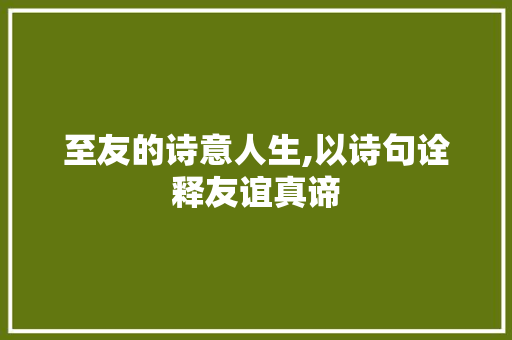 至友的诗意人生,以诗句诠释友谊真谛