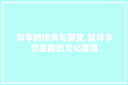 拜字的传承与演变,探寻中华民族的文化底蕴