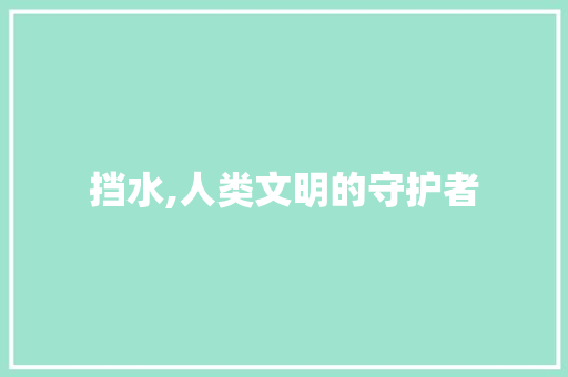 挡水,人类文明的守护者