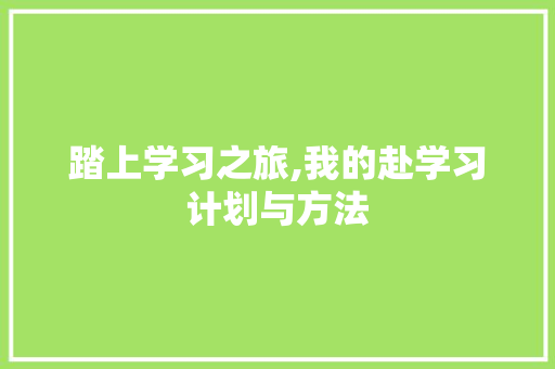 踏上学习之旅,我的赴学习计划与方法 成语大全