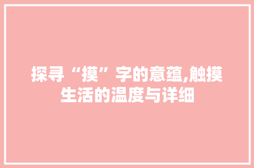 探寻“摸”字的意蕴,触摸生活的温度与详细