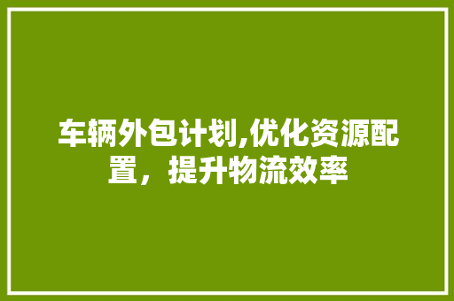 车辆外包计划,优化资源配置，提升物流效率 个人简历