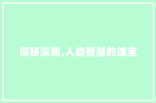 探秘深奥,人类智慧的瑰宝