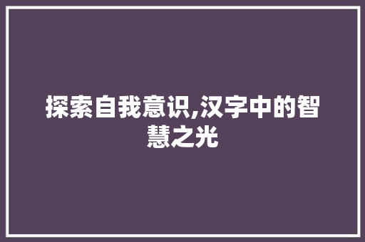 探索自我意识,汉字中的智慧之光