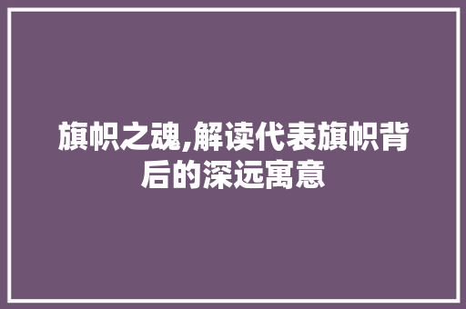 旗帜之魂,解读代表旗帜背后的深远寓意