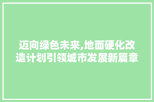 迈向绿色未来,地面硬化改造计划引领城市发展新篇章 工作计划