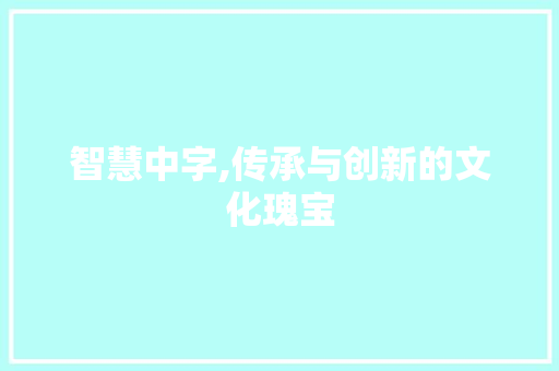 智慧中字,传承与创新的文化瑰宝