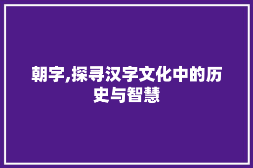 朝字,探寻汉字文化中的历史与智慧 诗词鉴赏