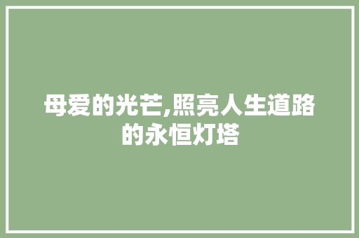 母爱的光芒,照亮人生道路的永恒灯塔