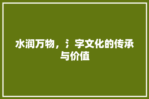 水润万物，氵字文化的传承与价值