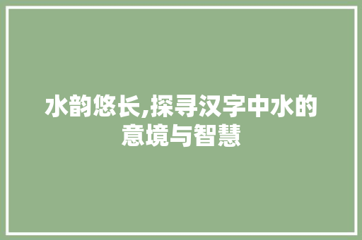 水韵悠长,探寻汉字中水的意境与智慧 工作总结