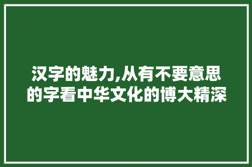 汉字的魅力,从有不要意思的字看中华文化的博大精深