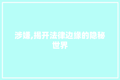 涉嫌,揭开法律边缘的隐秘世界 成语大全