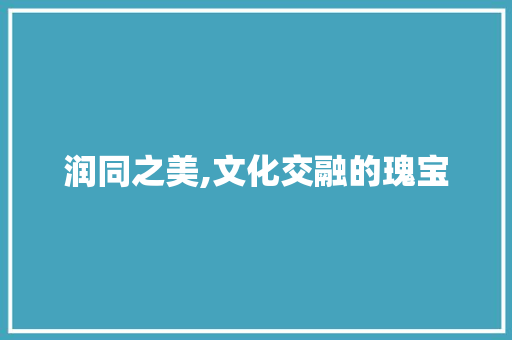 润同之美,文化交融的瑰宝