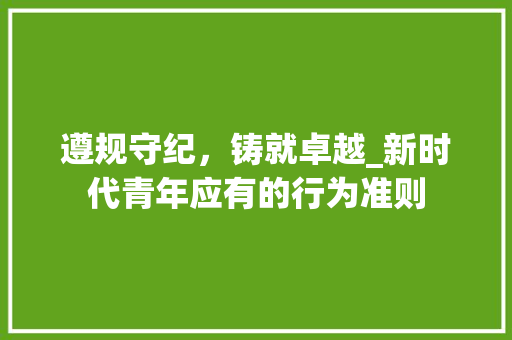遵规守纪，铸就卓越_新时代青年应有的行为准则