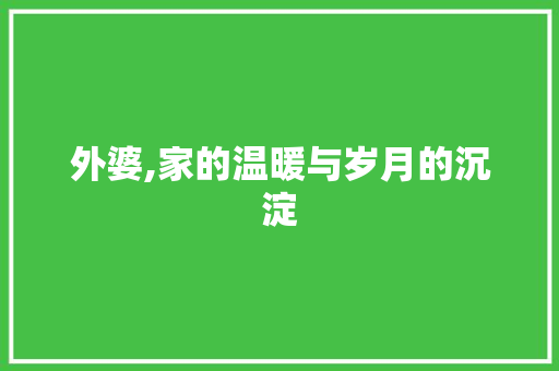 外婆,家的温暖与岁月的沉淀