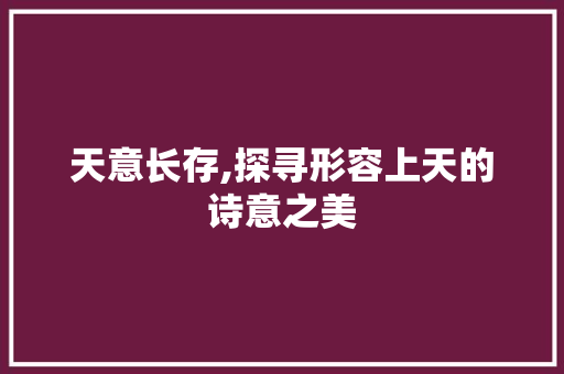 天意长存,探寻形容上天的诗意之美