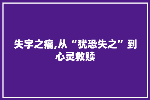 失字之痛,从“犹恐失之”到心灵救赎