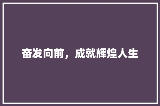 奋发向前，成就辉煌人生