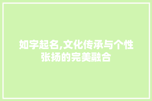 如字起名,文化传承与个性张扬的完美融合