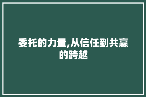 委托的力量,从信任到共赢的跨越