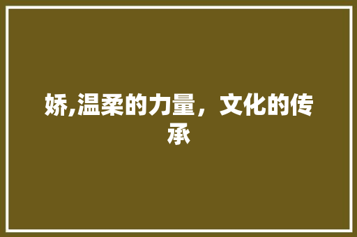 娇,温柔的力量，文化的传承 演讲稿