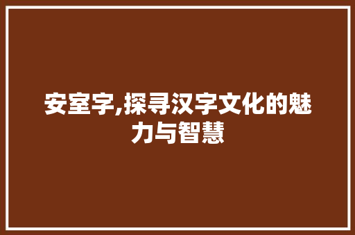 安室字,探寻汉字文化的魅力与智慧