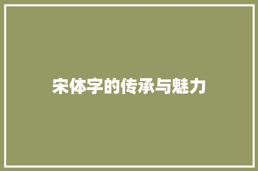 宋体字的传承与魅力