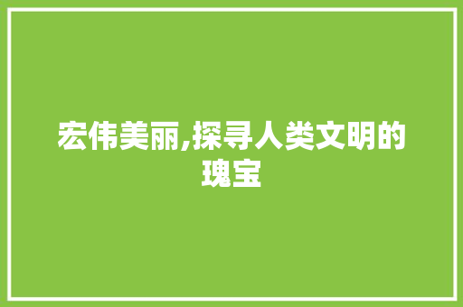 宏伟美丽,探寻人类文明的瑰宝