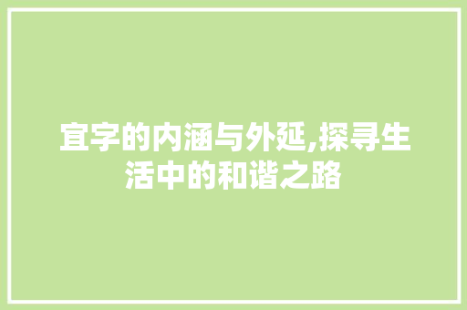 宜字的内涵与外延,探寻生活中的和谐之路