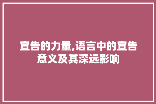 宣告的力量,语言中的宣告意义及其深远影响 个人简历
