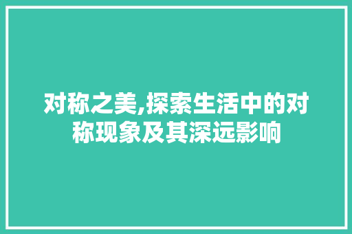 对称之美,探索生活中的对称现象及其深远影响