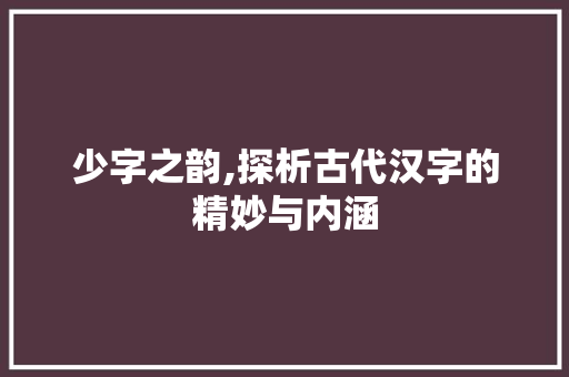 少字之韵,探析古代汉字的精妙与内涵