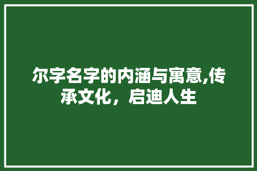 尔字名字的内涵与寓意,传承文化，启迪人生