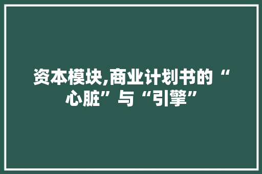 资本模块,商业计划书的“心脏”与“引擎”