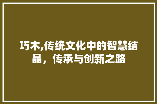 巧木,传统文化中的智慧结晶，传承与创新之路