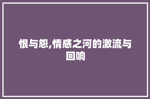 恨与怨,情感之河的激流与回响 个人简历