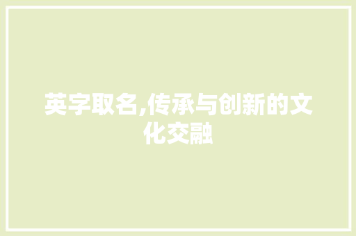英字取名,传承与创新的文化交融